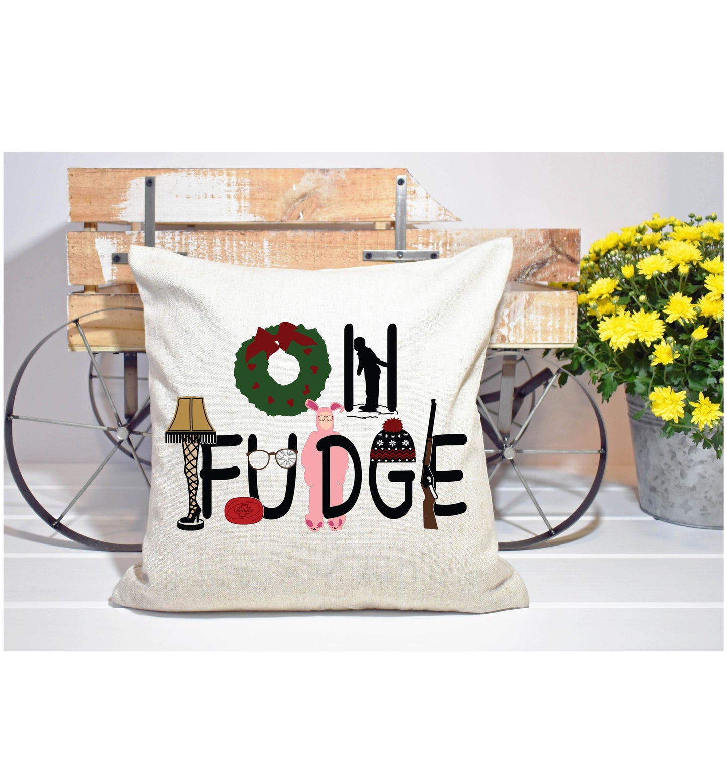 Oh Fudge Christmas 18"x18" or 12"x20" Throw Pillow