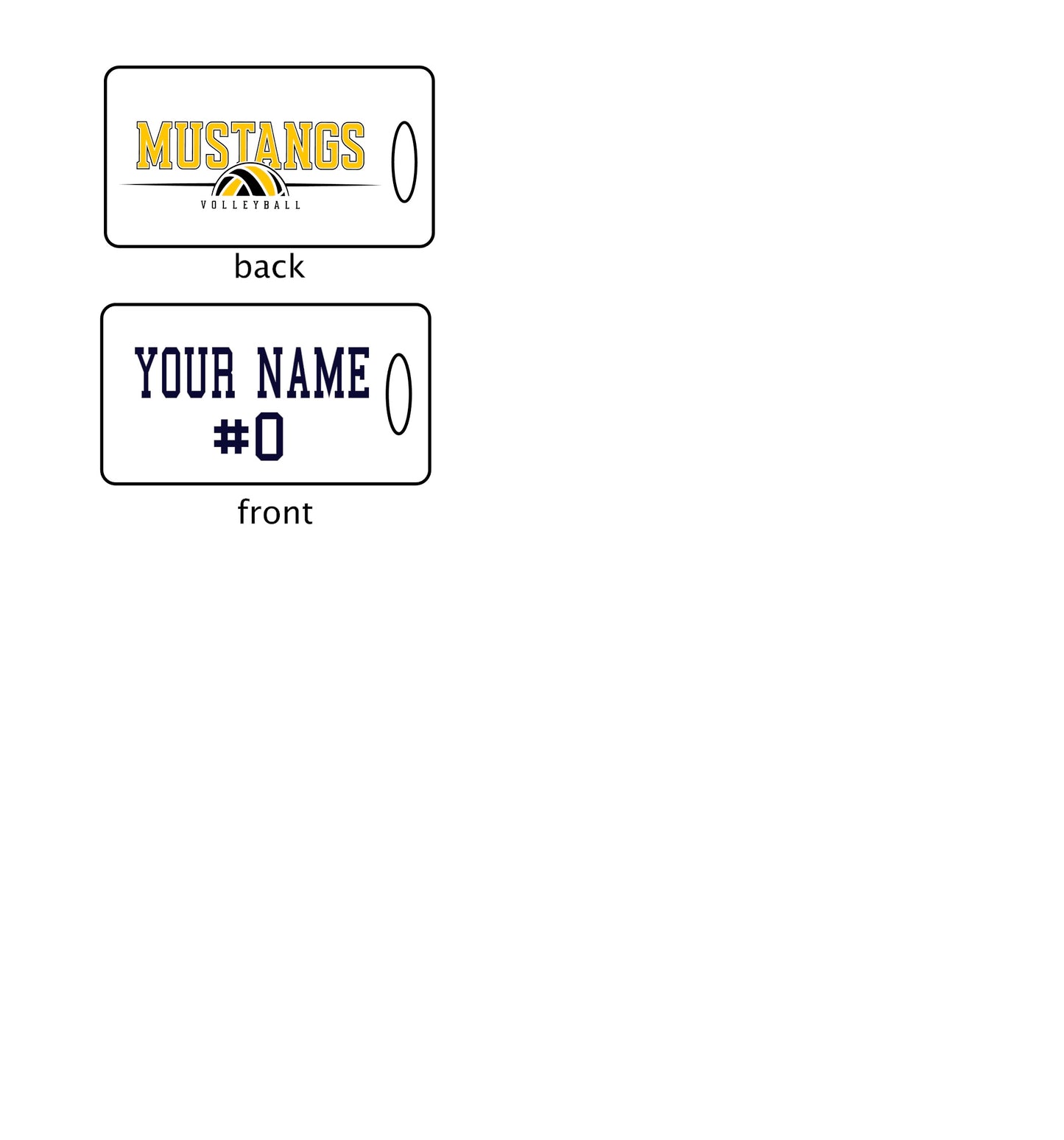 Hugo Owens Mustang Volleyball Bag Tag
