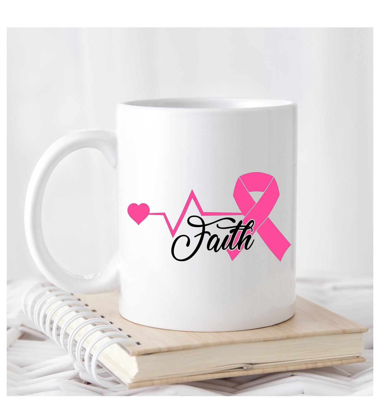 Faith Breast Cancer Ribbon White Ceramic Coffee/Tea Mug